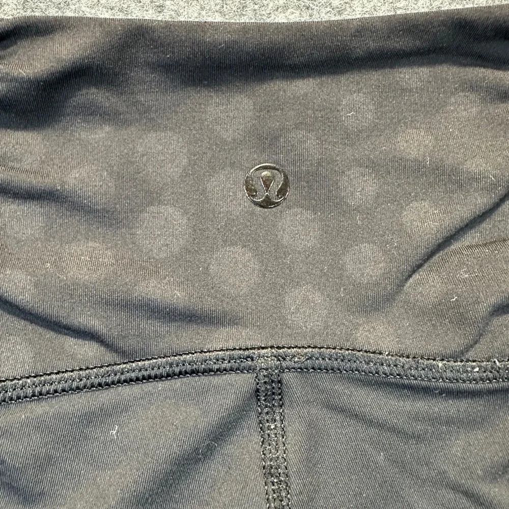Lululemon Crop Leggings Womens 2 Black Polka Dot Ruched Corset Yoga Athleisure